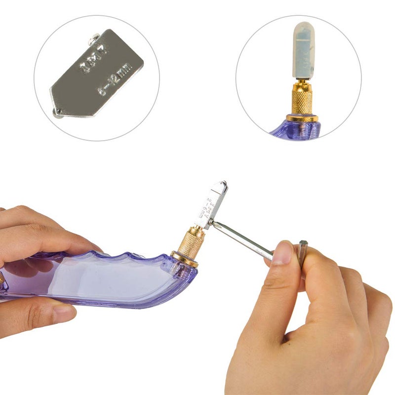 IMT Pistol Grip Oil Feed Glass Cutter Tungsten Carbide, Professional Stained Glass Cutting Tool with 2 Replaceable Head and Oil Reservoir- 2mm-12mm - Image 5